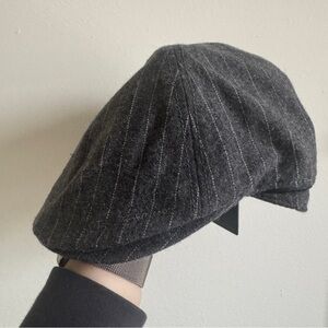 NEW Men’s Ben Sherman Wool Blend Driver Gatsby Cap Gray Pinstripe S/M